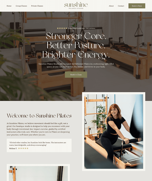 Pilates Studio website