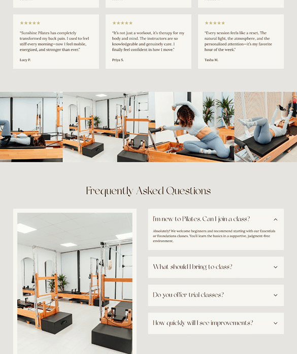 Pilates Studio website