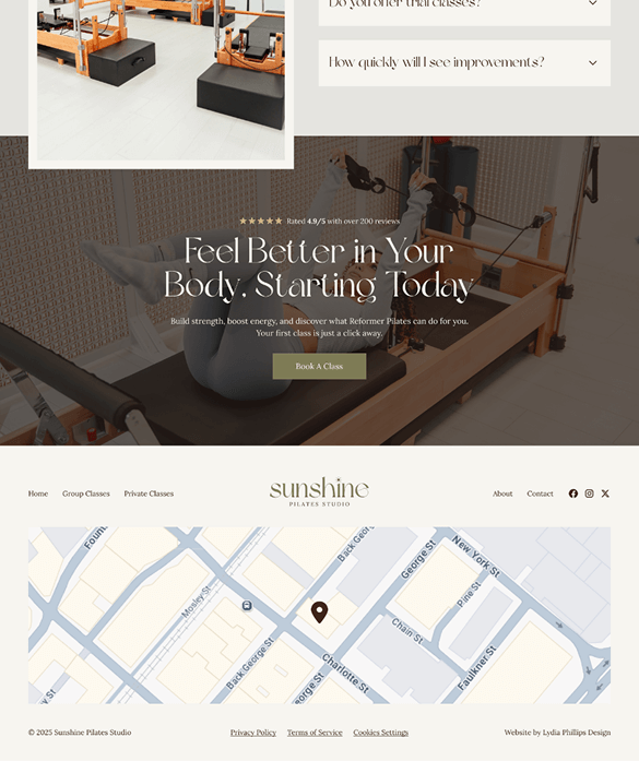 Pilates Studio website