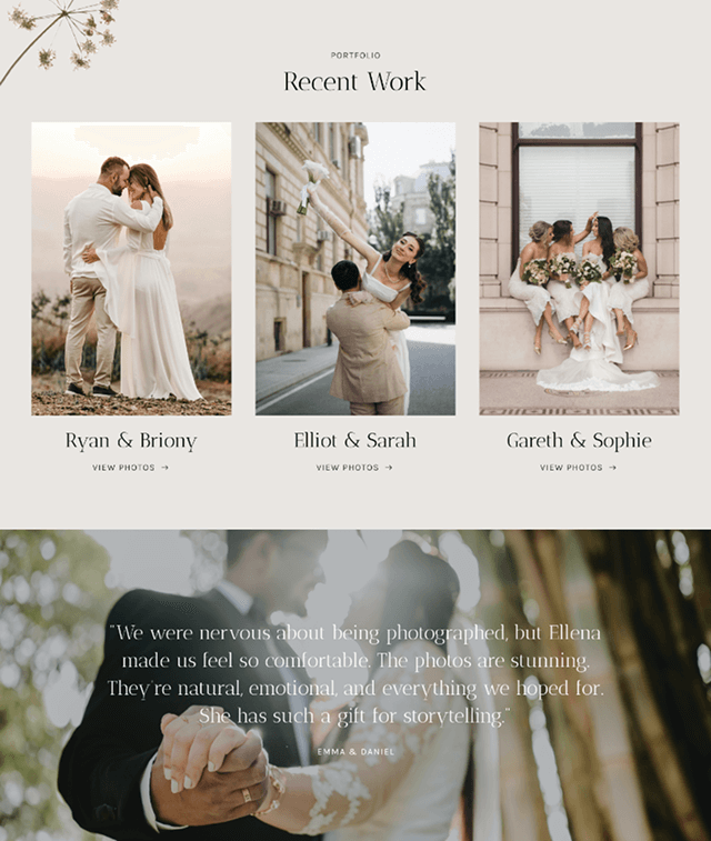 Wedding Photographer Website