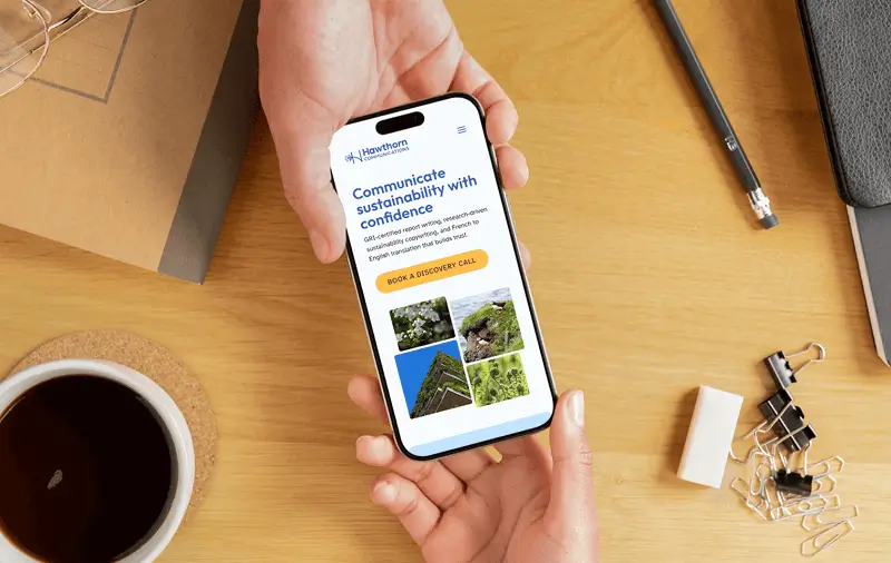 Sustainable Copywriter Website on Mobile